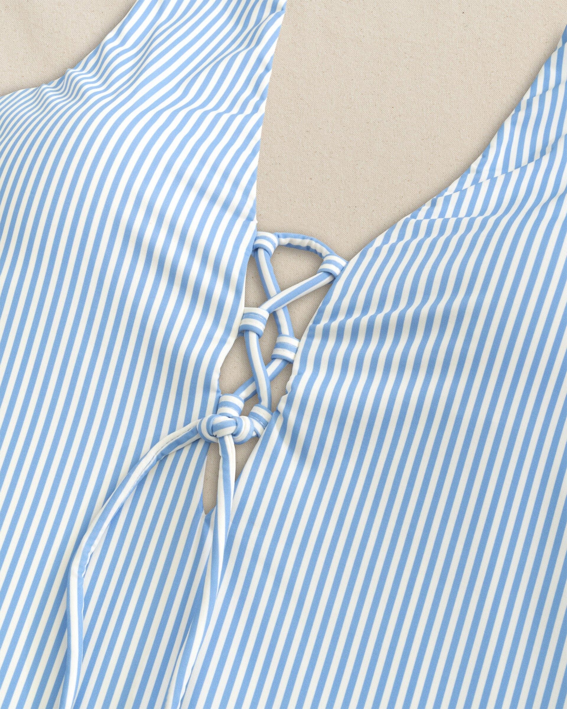 Seersucker Lace-Up One-Piece Swimsuit - Image 6