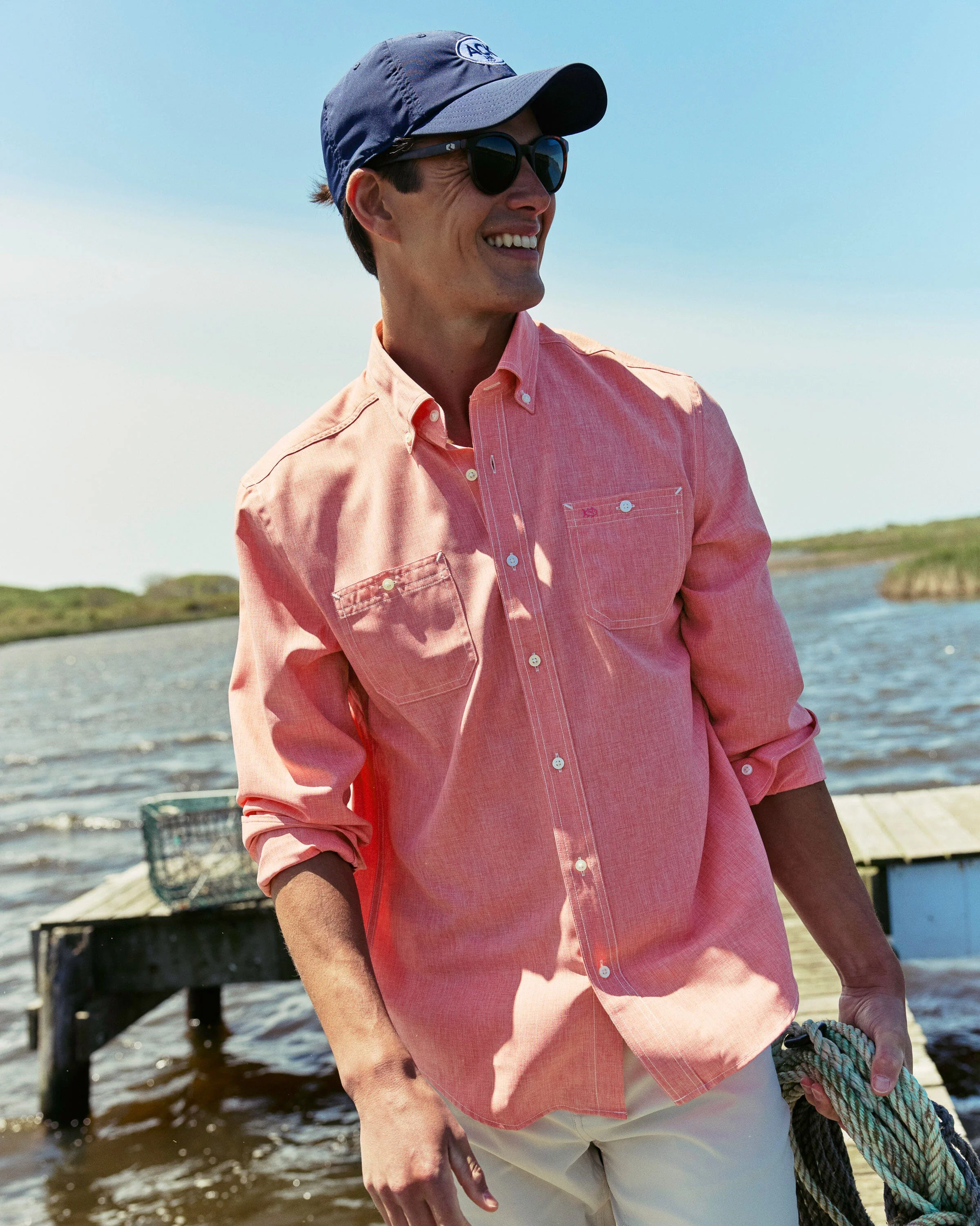 Southern Tide Dock Shirt - Sunkist Coral