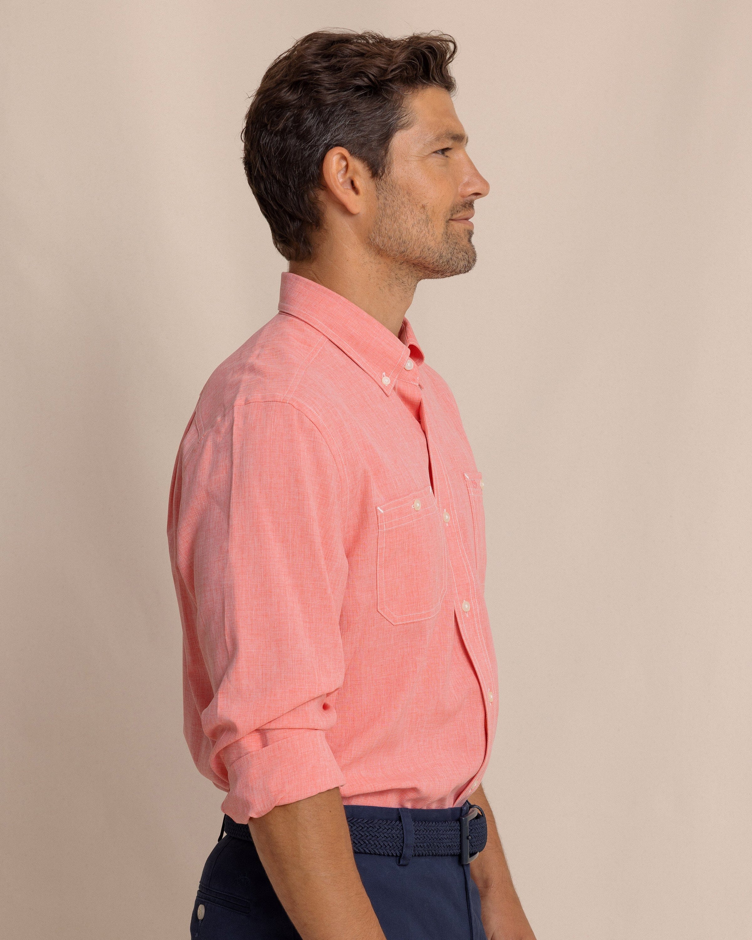 Southern Tide Dock Shirt - Sunkist Coral - Image 10