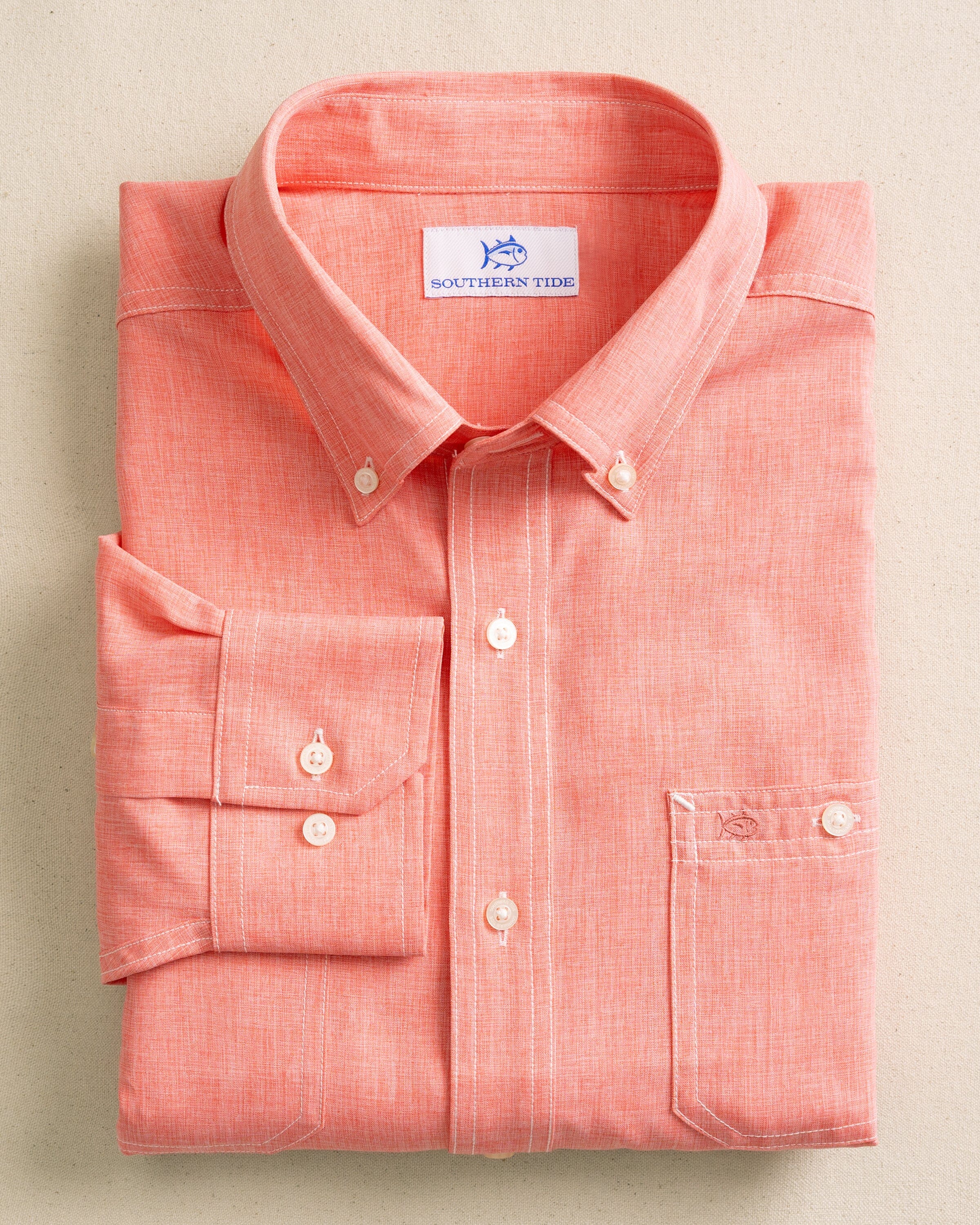 Southern Tide Dock Shirt - Sunkist Coral - Image 3