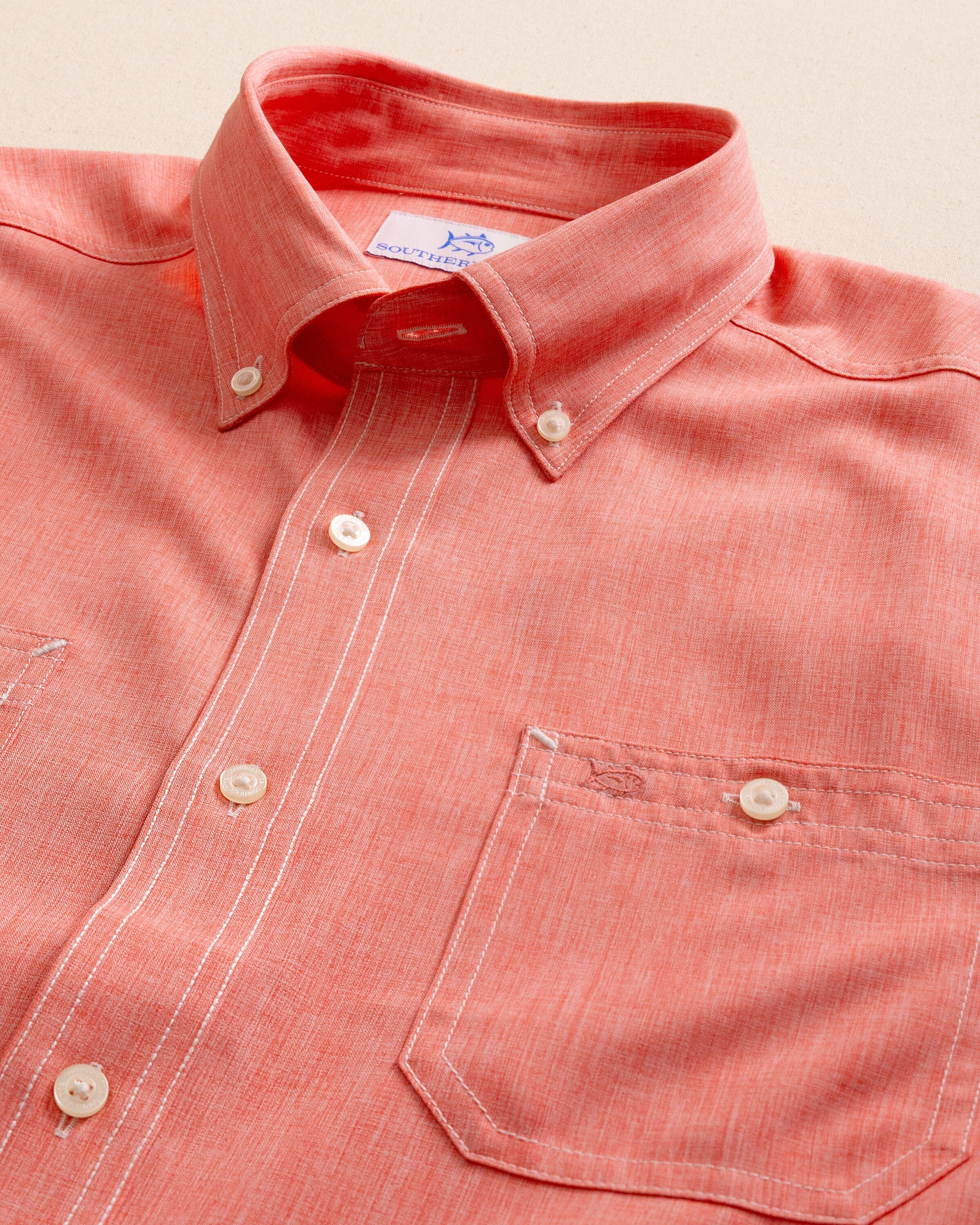 Southern Tide Dock Shirt - Sunkist Coral - Image 5