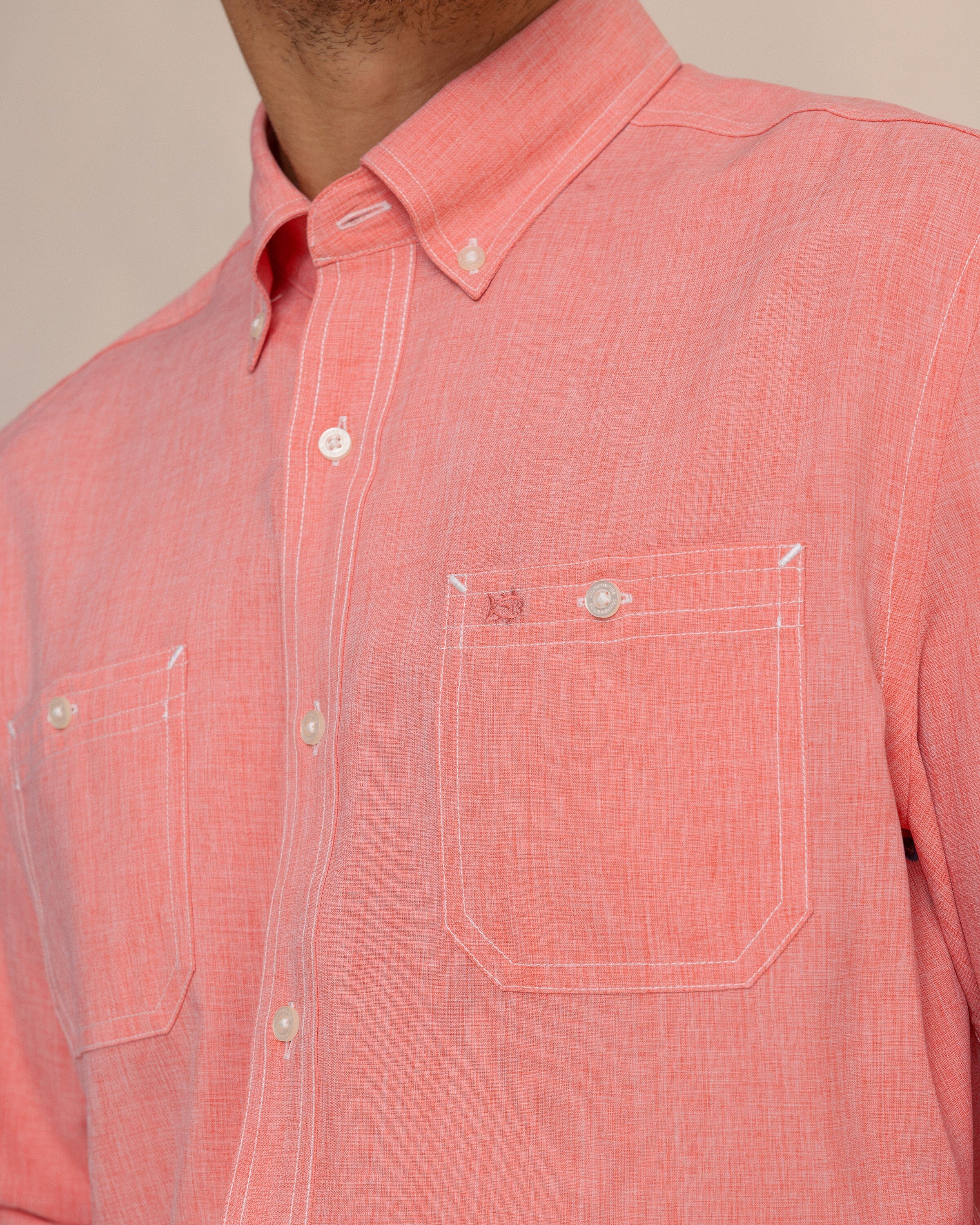 Southern Tide Dock Shirt - Sunkist Coral - Image 6