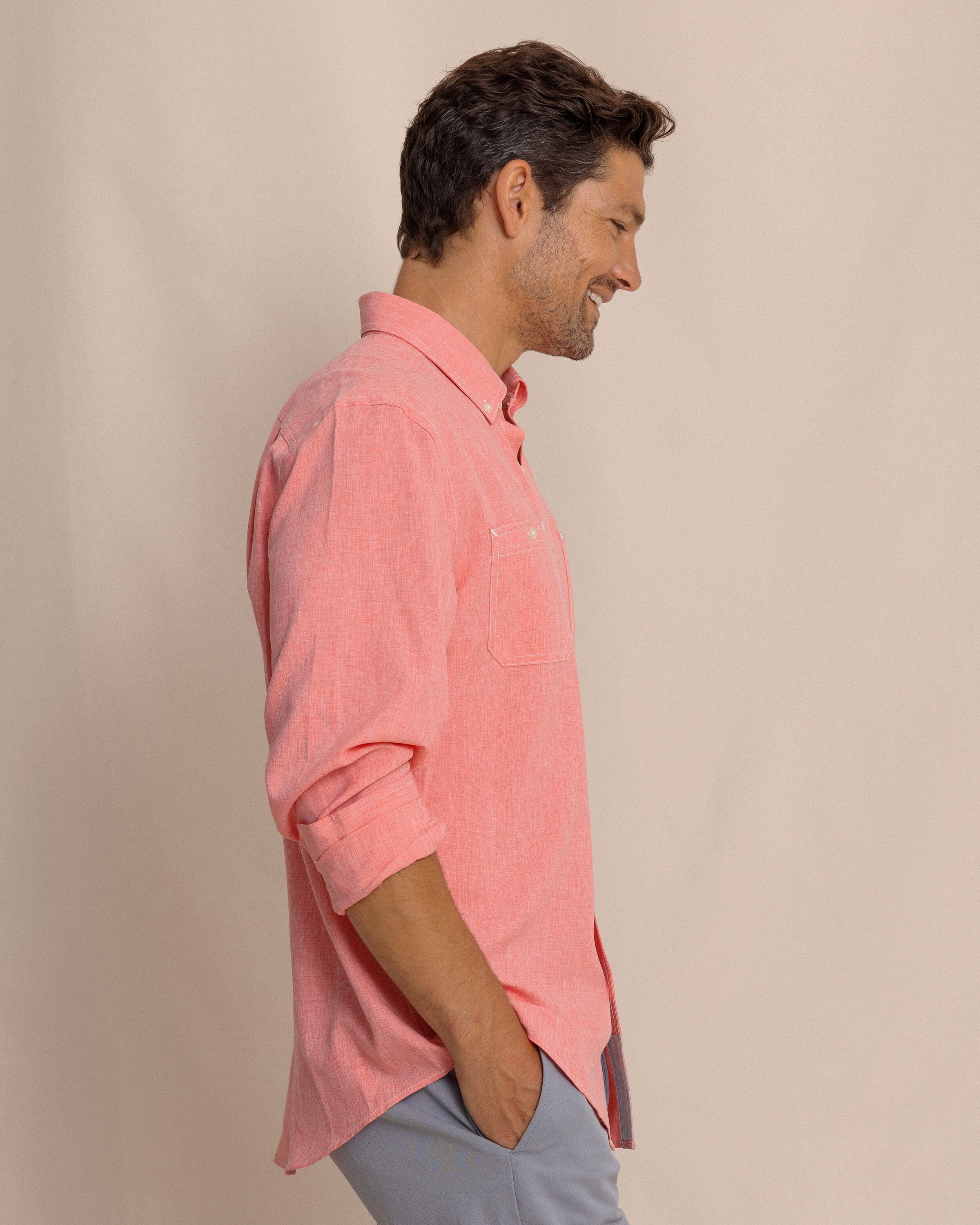 Southern Tide Dock Shirt - Sunkist Coral - Image 7