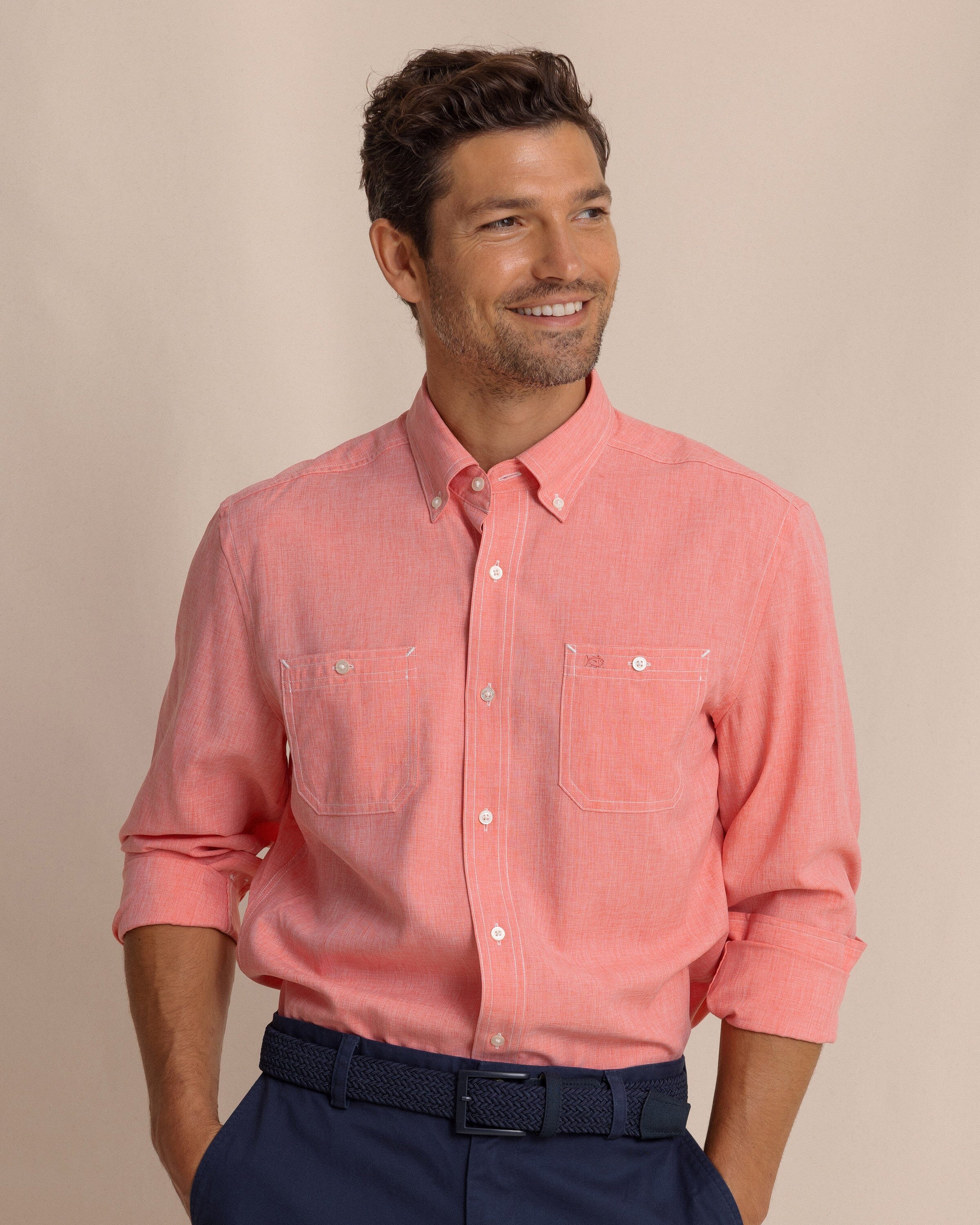 Southern Tide Dock Shirt - Sunkist Coral - Image 9