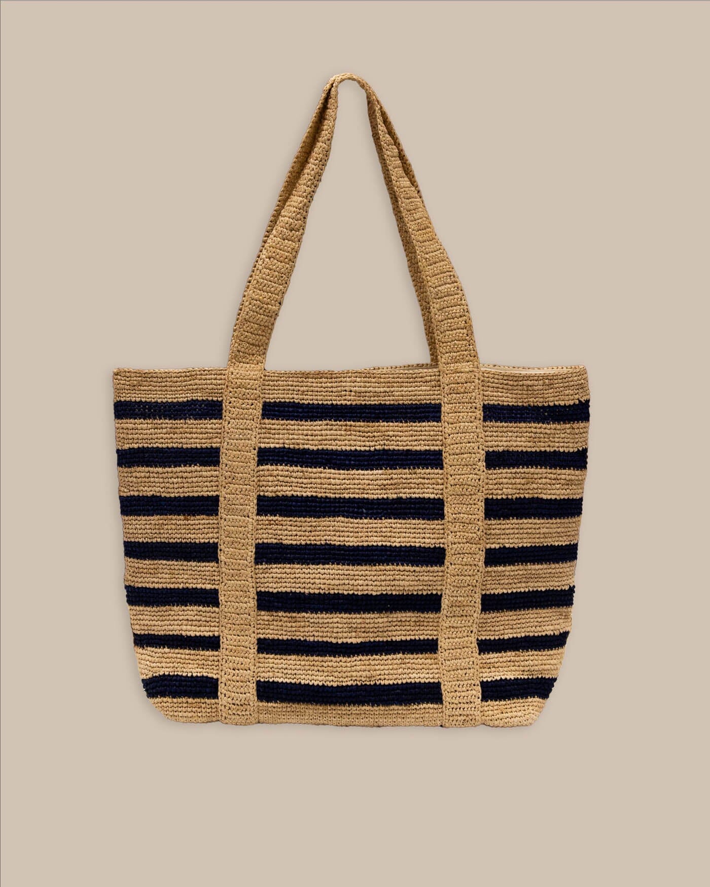 Striped Straw Hat Carrier Beach Tote - Image 4