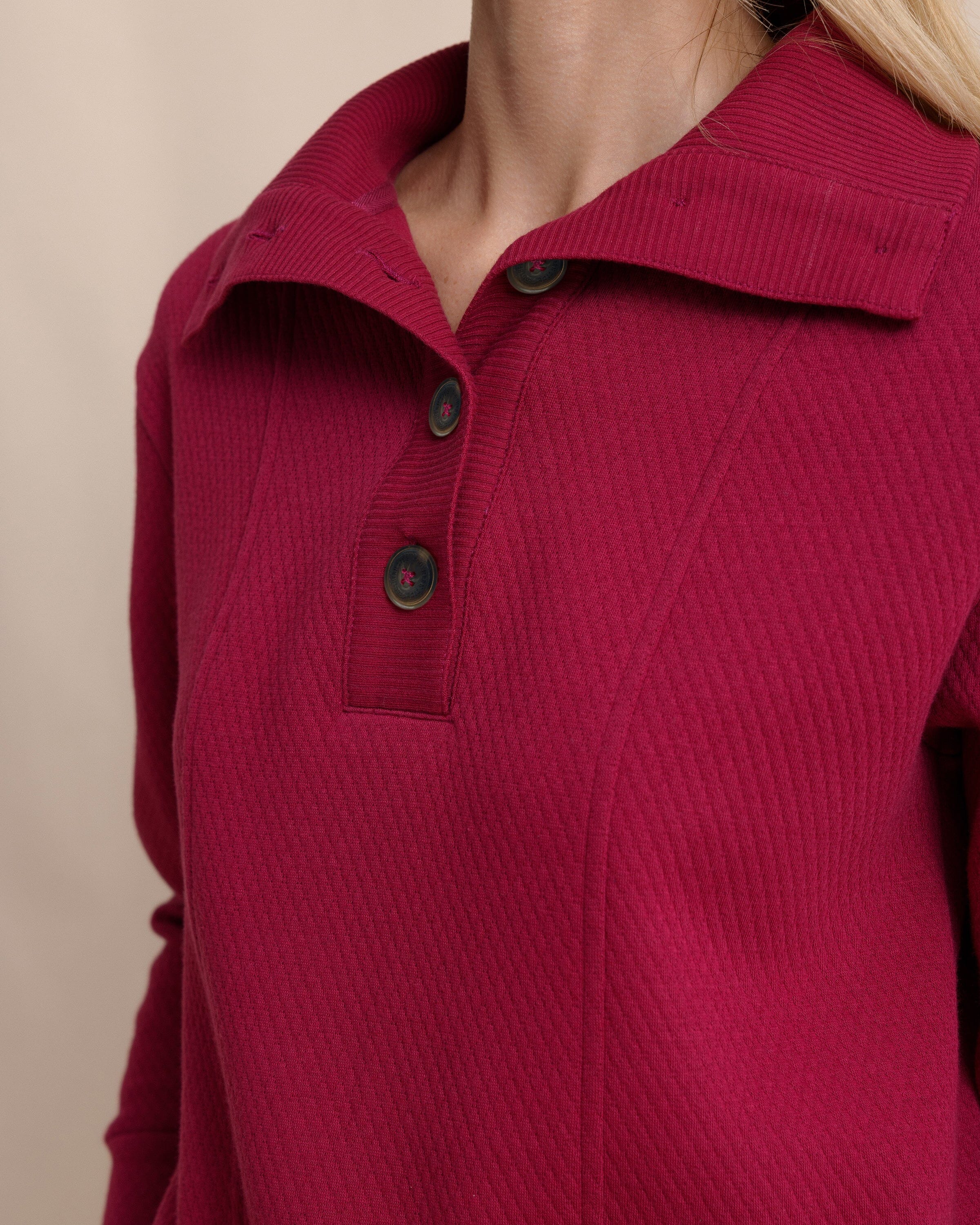 Tonya Button Mock Pullover - Carolina Plum - Image 3