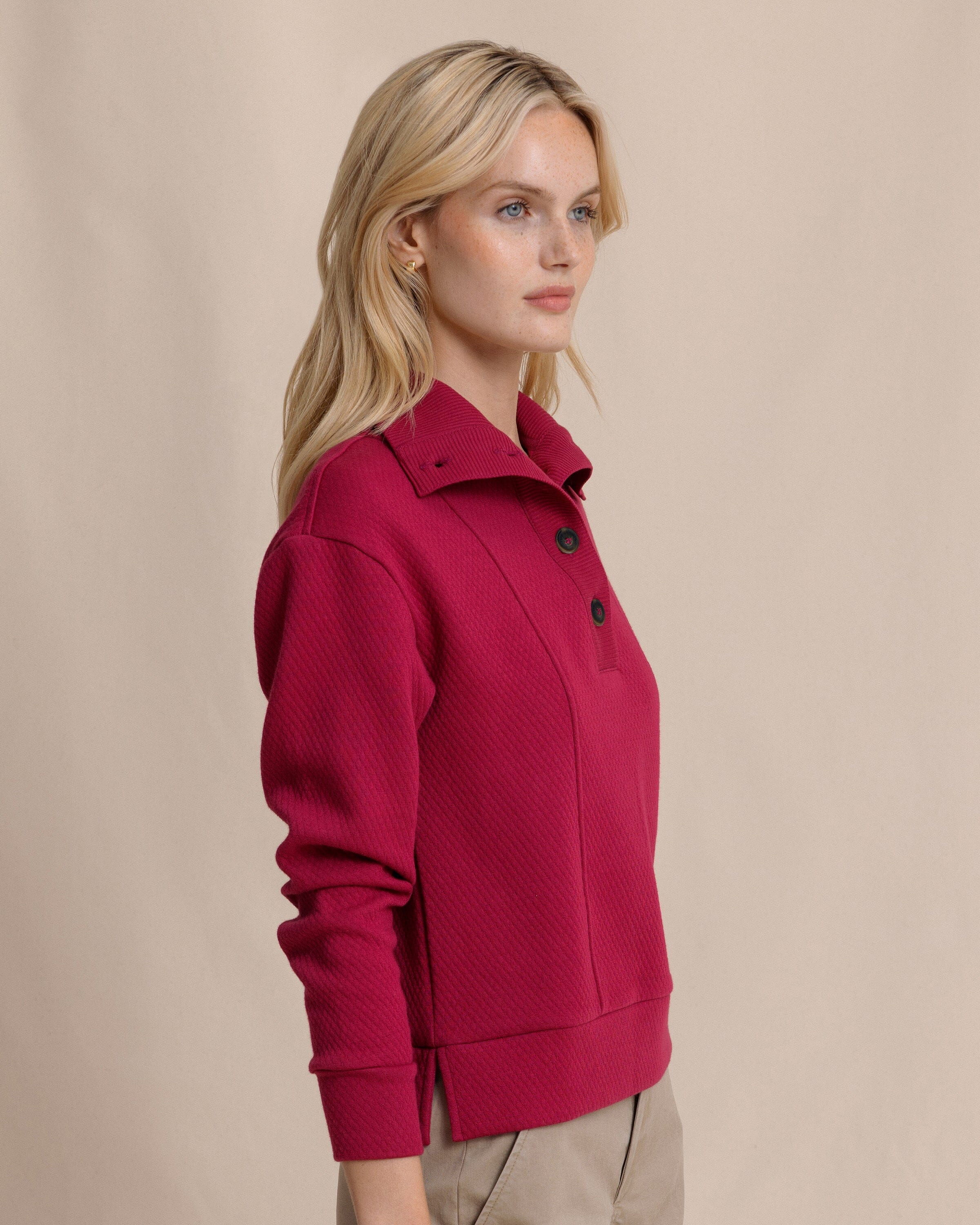 Tonya Button Mock Pullover - Carolina Plum - Image 4