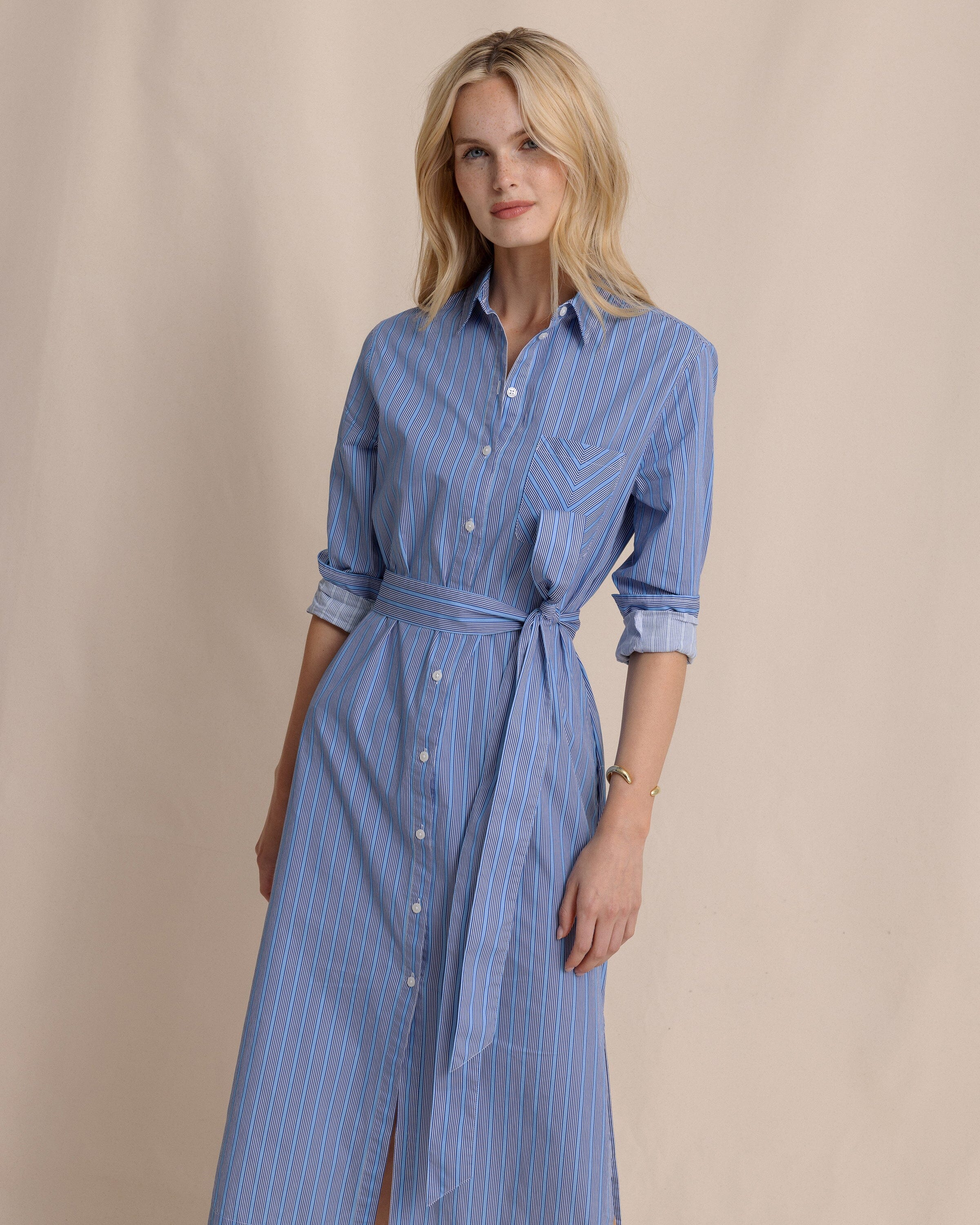 Trista Striped Midi Shirt Dress - Image 10