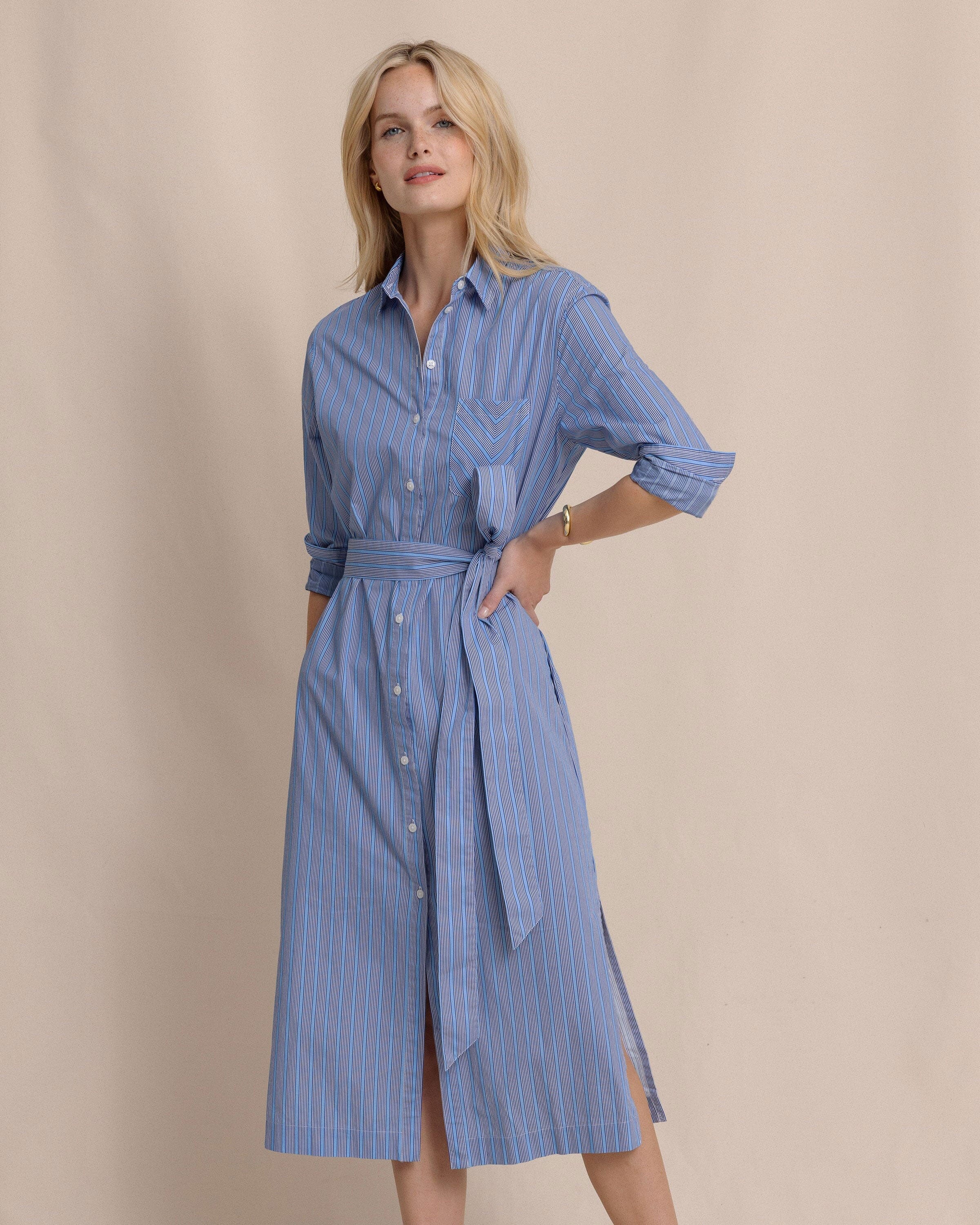 Trista Striped Midi Shirt Dress - Image 4