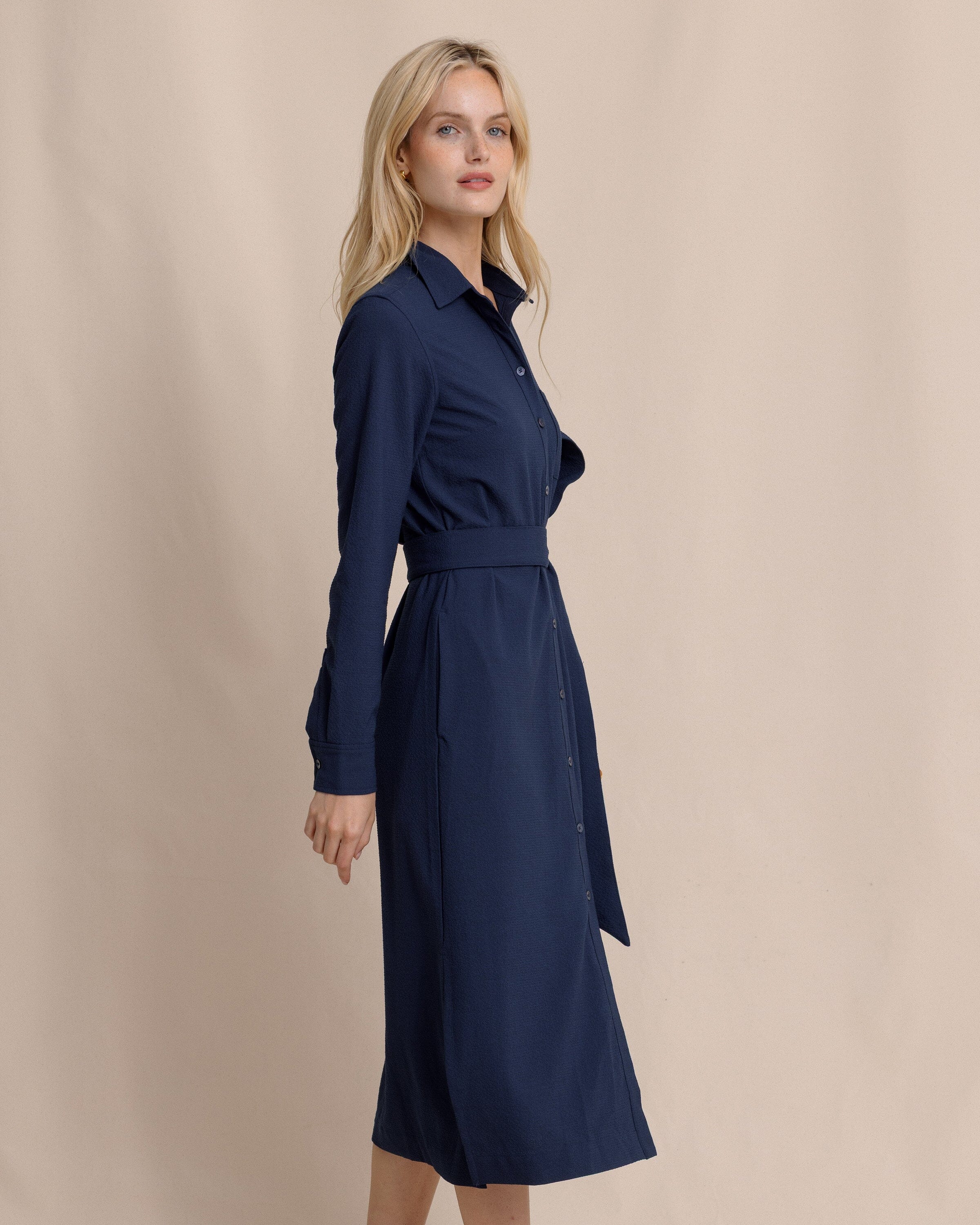 Trista Textured Midi Shirt Dress - Image 6