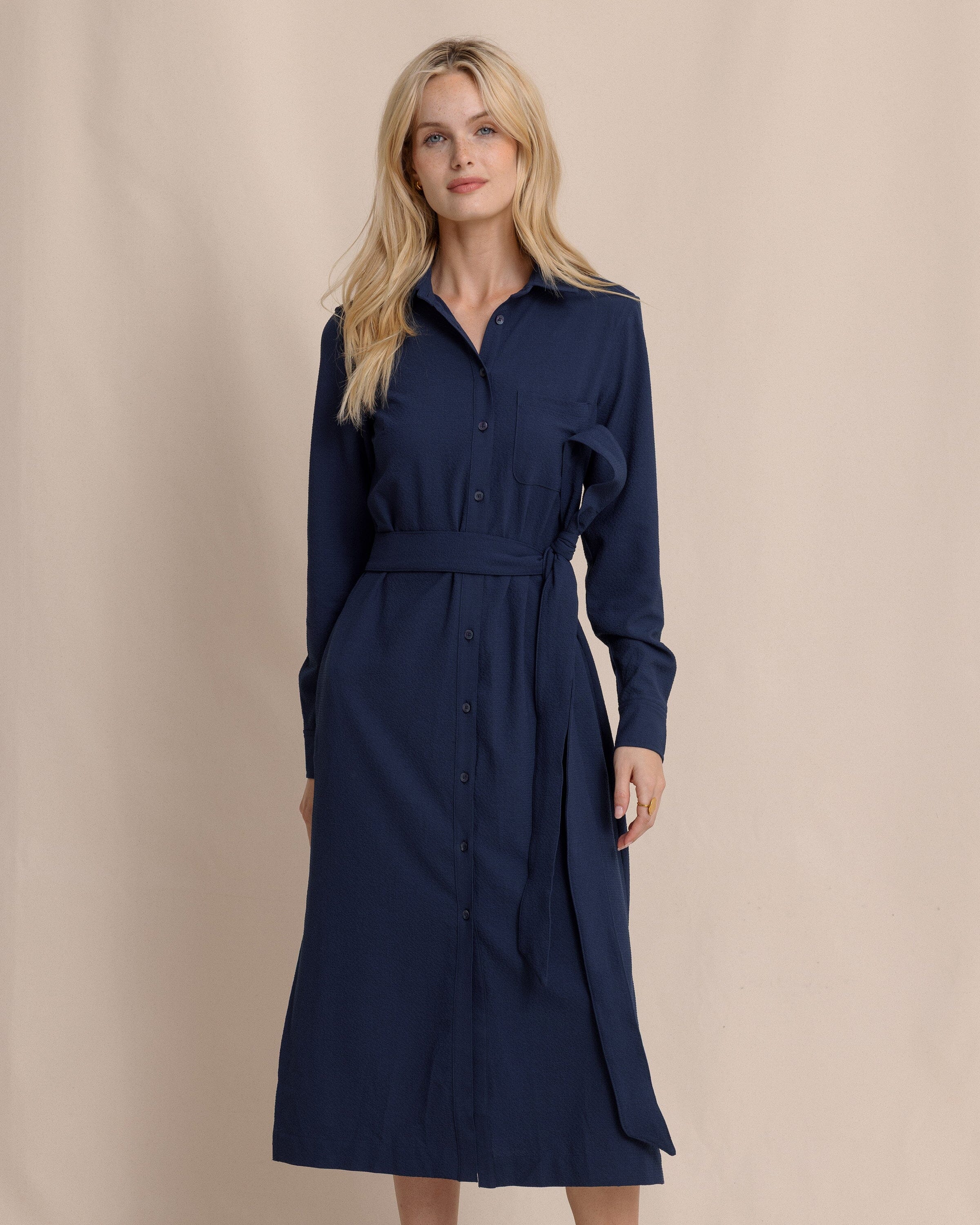 Trista Textured Midi Shirt Dress - Image 8