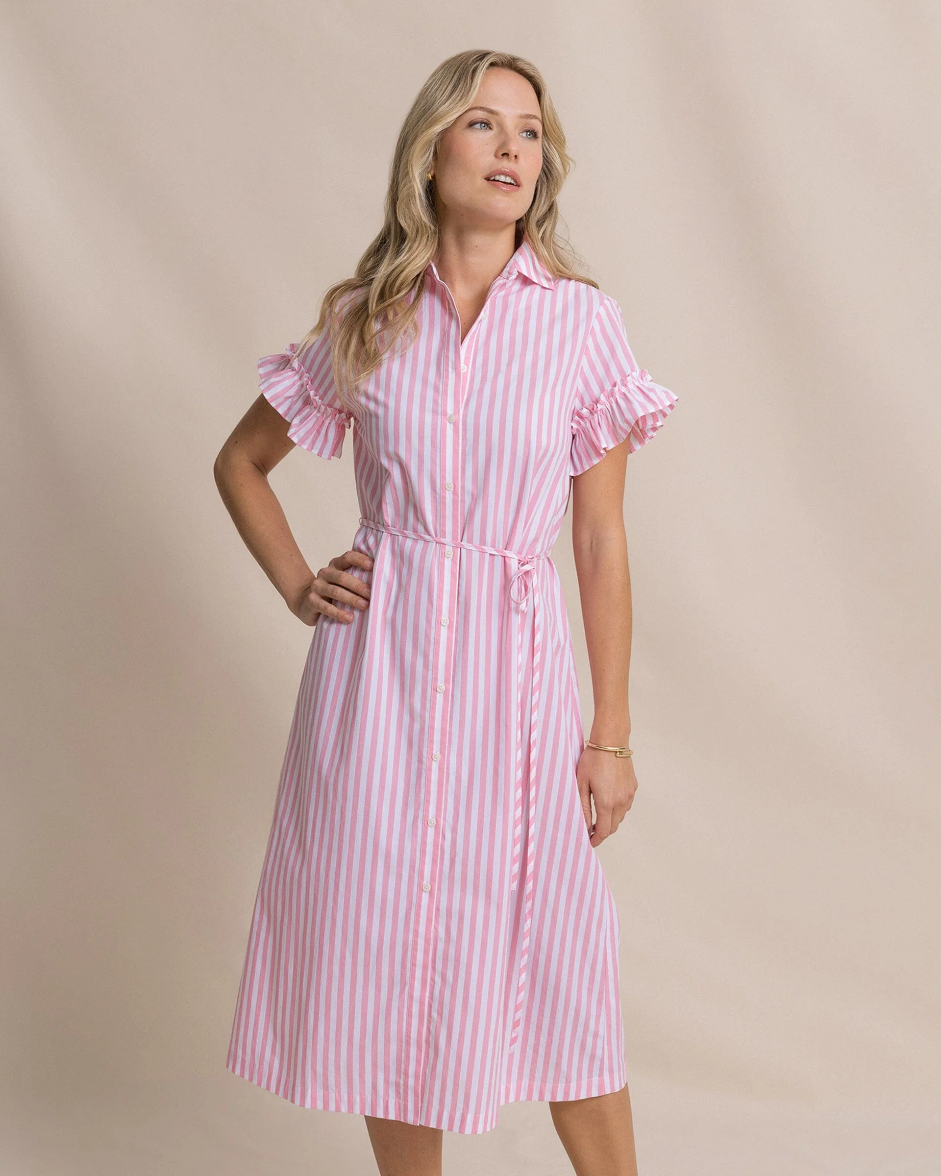 Tyra Striped Ruffle Sleeve Midi Dress - Image 3
