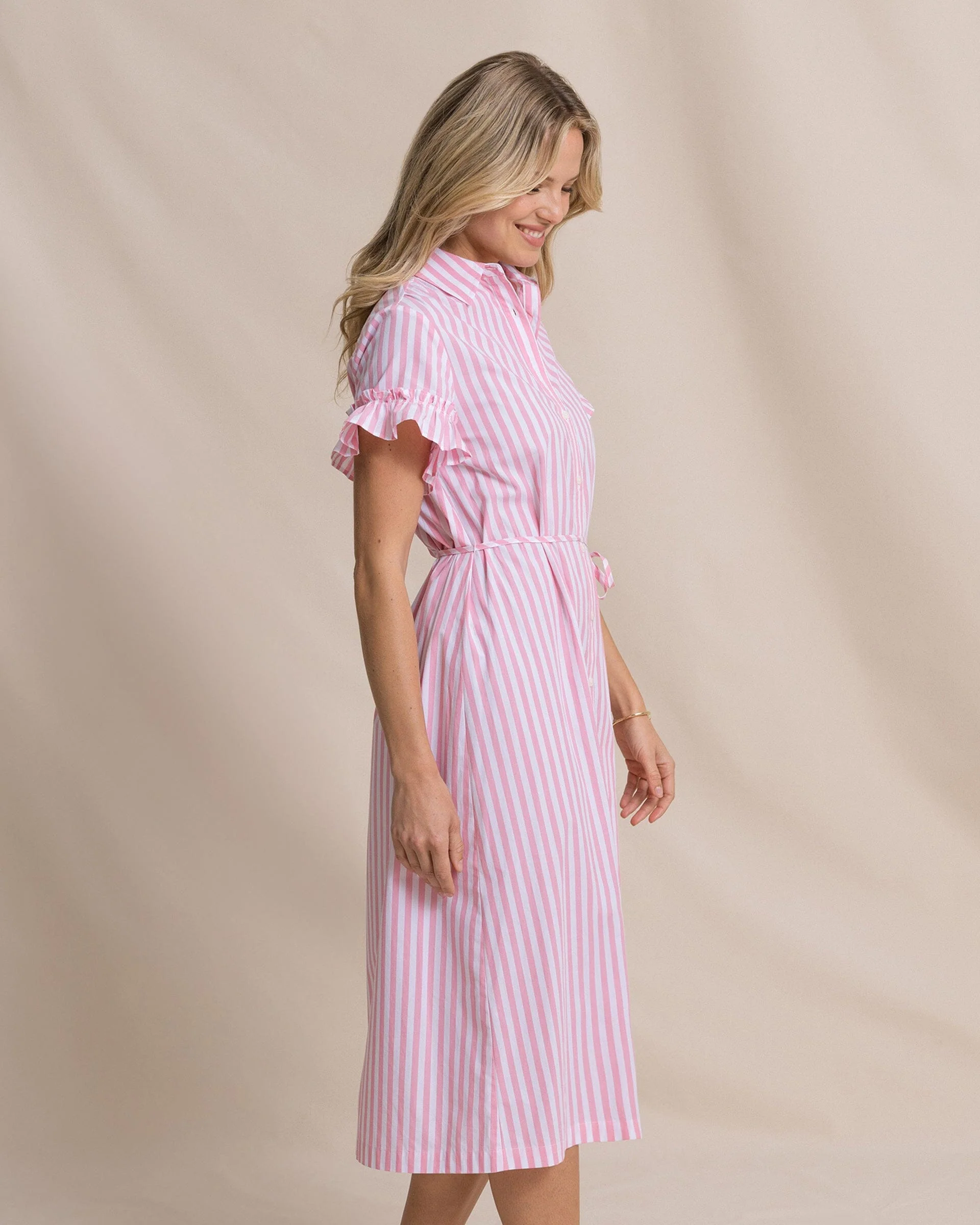 Tyra Striped Ruffle Sleeve Midi Dress - Image 6