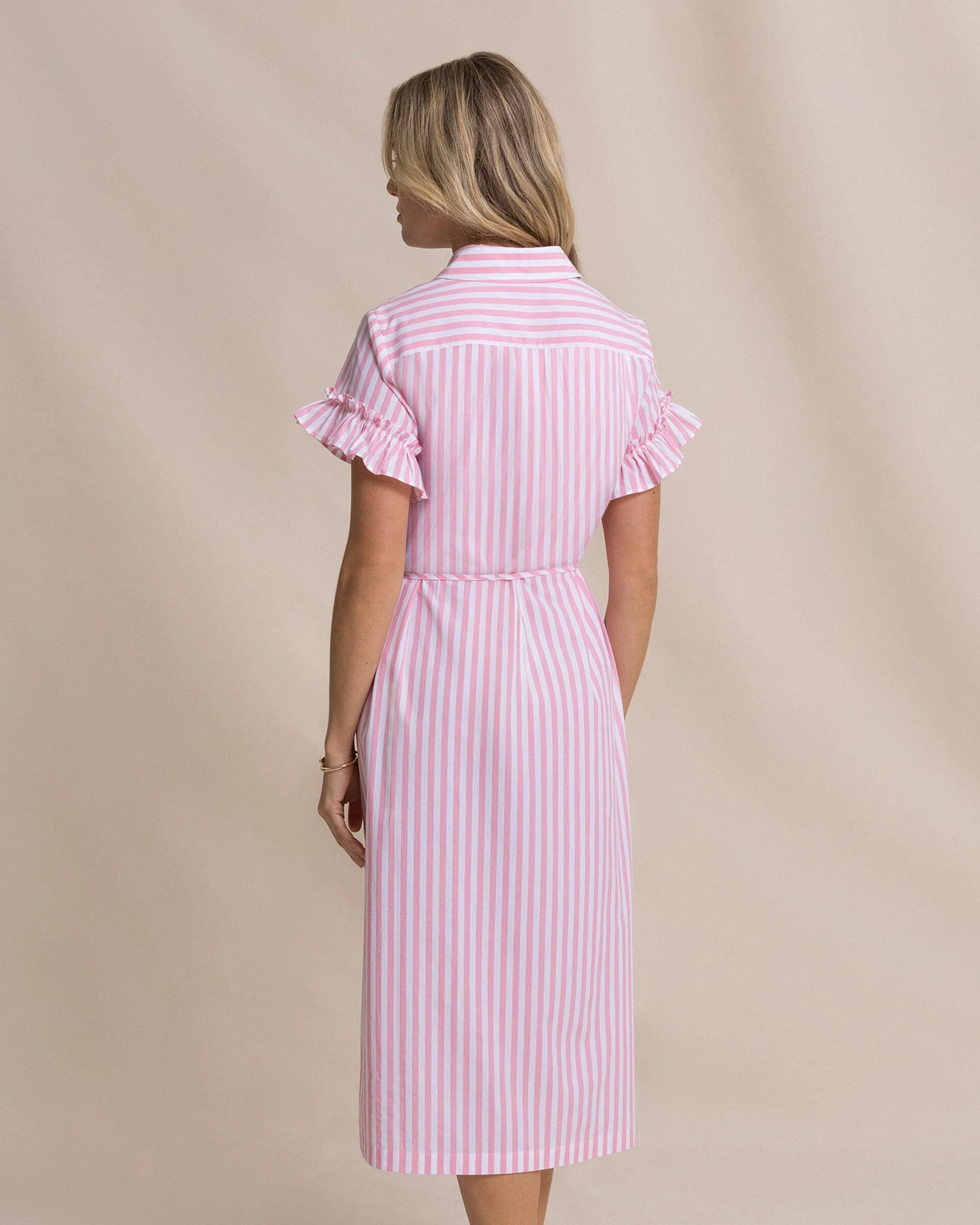Tyra Striped Ruffle Sleeve Midi Dress - Image 7