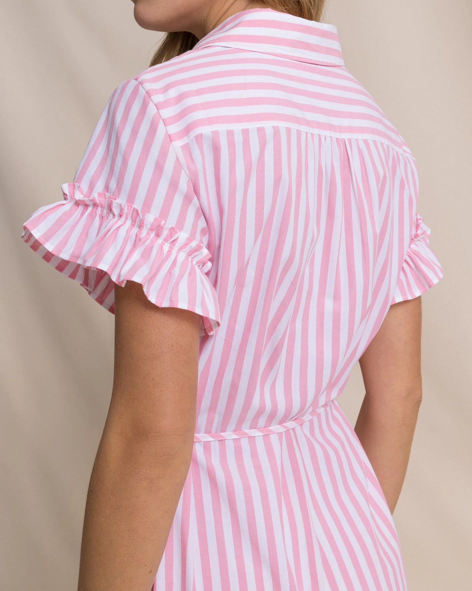 Tyra Striped Ruffle Sleeve Midi Dress - Image 8