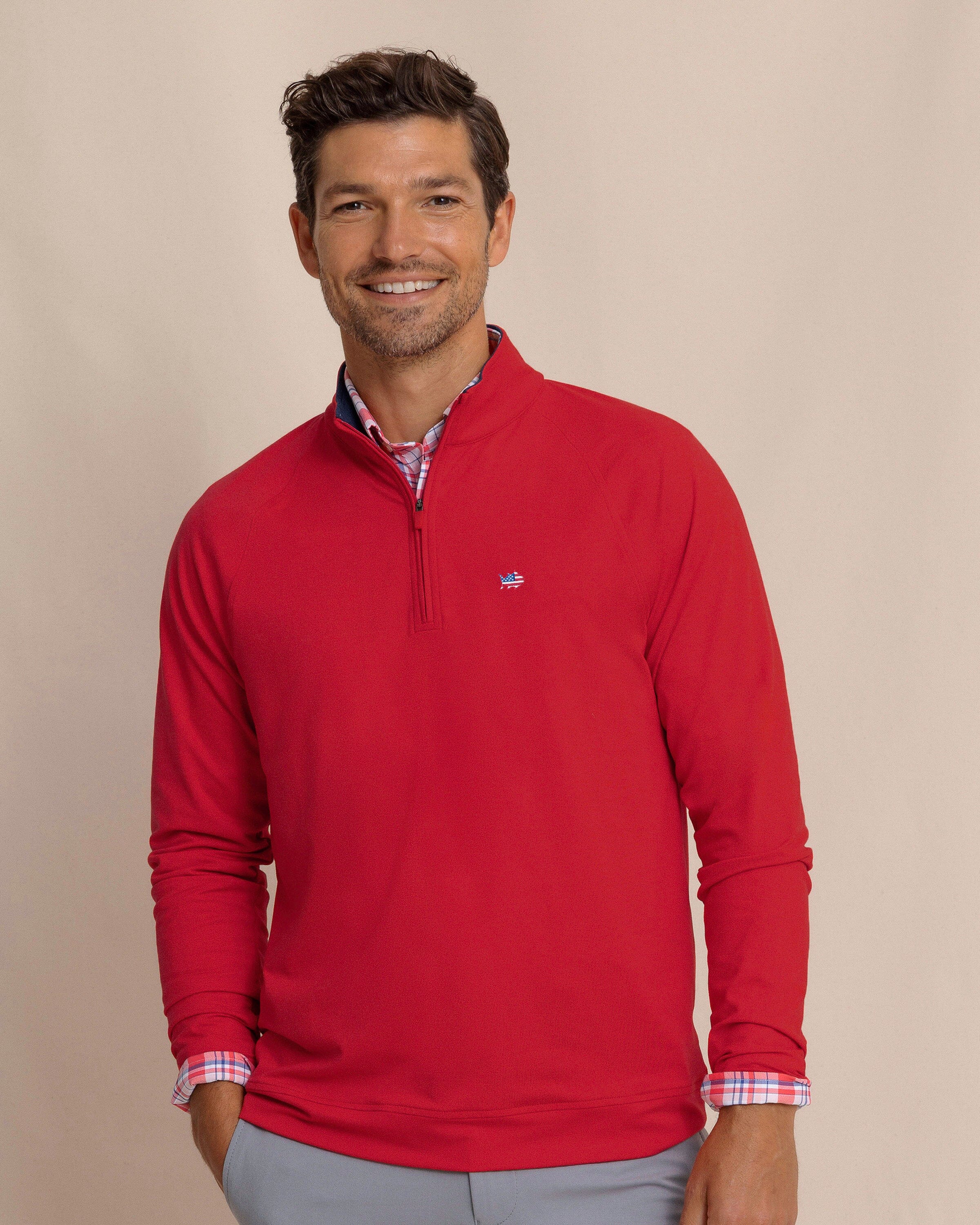 USA Flag Skipjack Cruiser Heather Quarter Zip - Image 5
