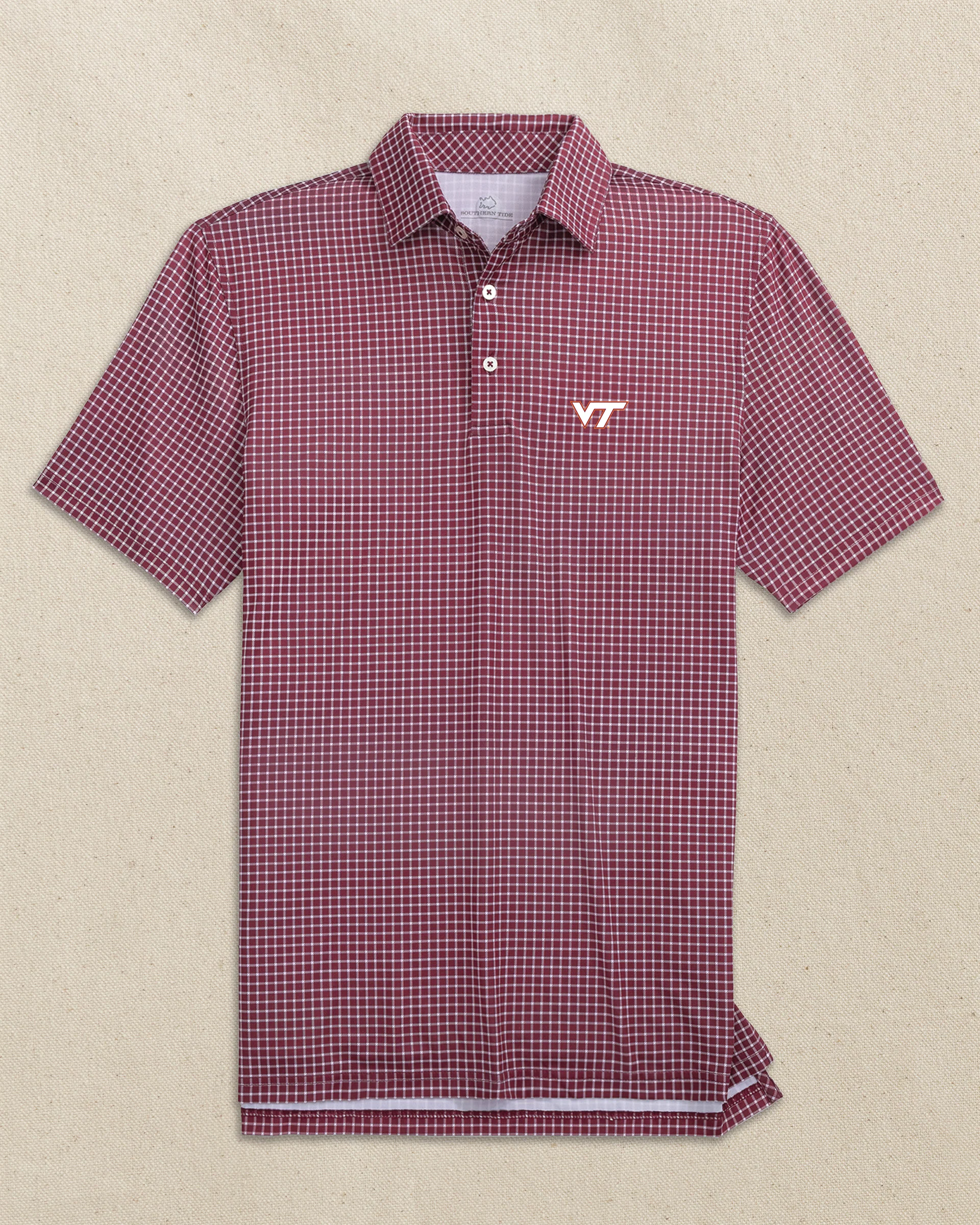 Virginia Tech Hokies Driver Dunes Edge Plaid Polo