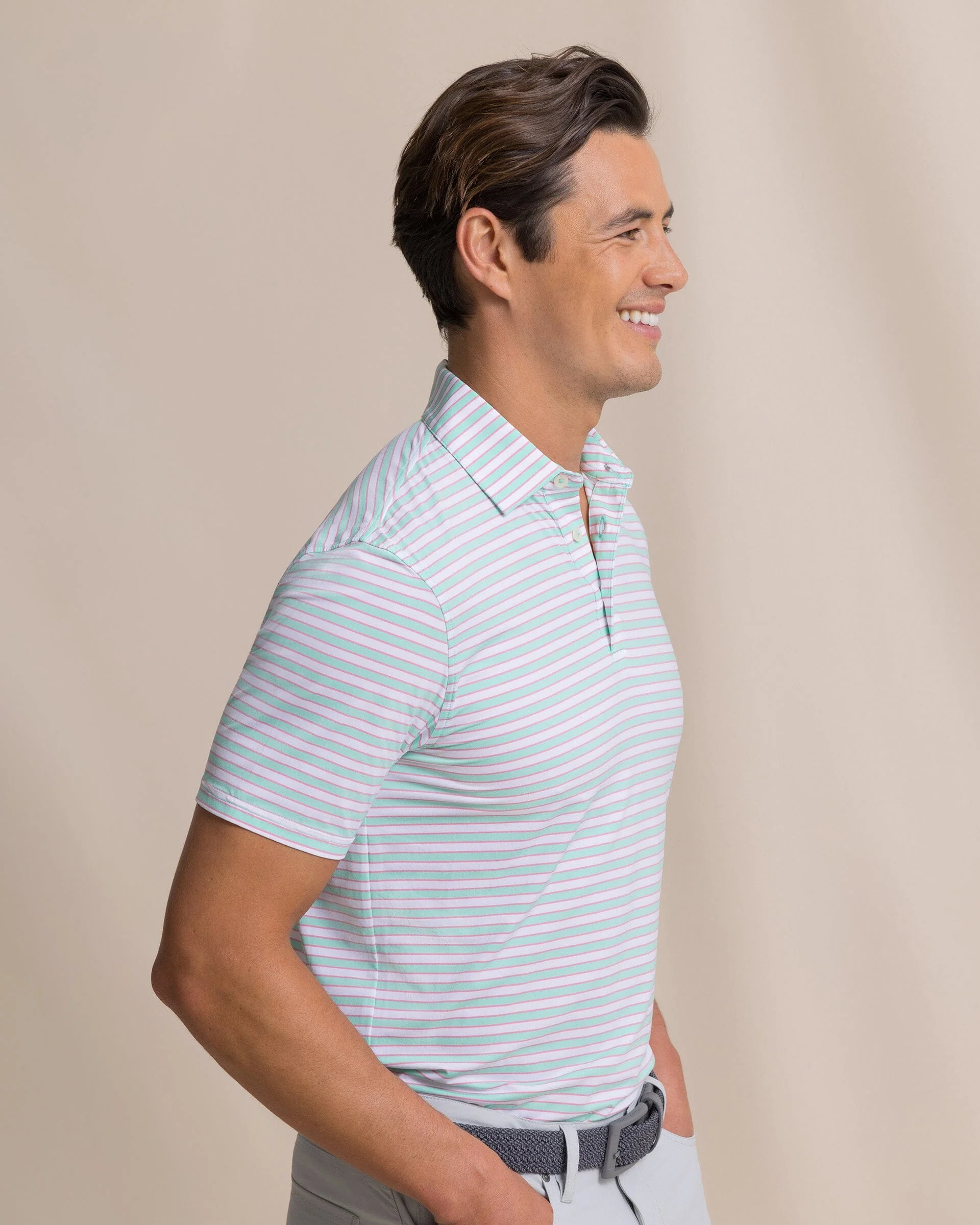 Water Way Stripe Coastal Breeze® Performance Polo - Image 4